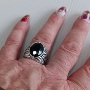 Silver Ring with Black Stone